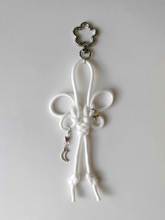 White Butterfly Knot Keychain