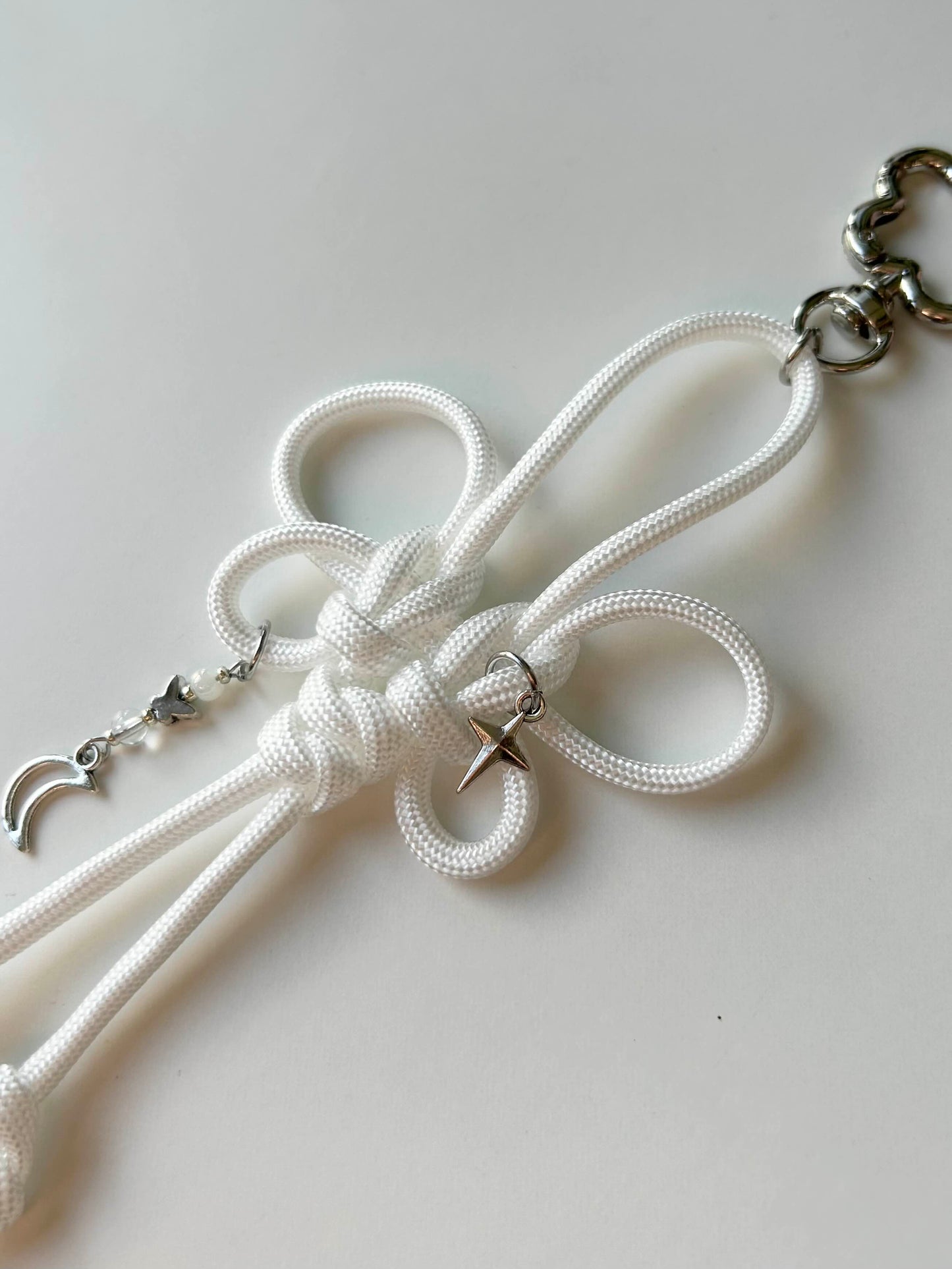 White Butterfly Knot Keychain
